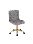 Arundell Office Chair in Gray Faux Fur & Gold Finish by Acme - OF00121