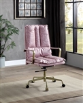 Tinzud Office Chair in Pink Top Grain Leather Finish by Acme - OF00439