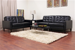 Caledonia Black Leather Modern 2-peice Sofa Set by Baxton Studio - BAX-1197-Black