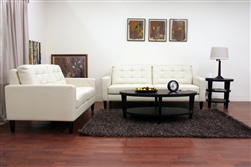 Caledonia Cream Leather Modern 2-peice Sofa Set by Baxton Studio - BAX-1197-Cream