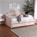 Timila Daybed with Trundle in Light Pink Velvet Fabric Finish by Baxton Studio - BAX-BBT61047T-Light Pink Velvet-Daybed-Q/T
