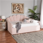 Timila Daybed in Light Pink Velvet Fabric Finish by Baxton Studio - BAX-BBT61078-Light Pink Velvet-Daybed-Queen