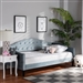Benjamin Daybed in Light Blue Velvet Fabric and Dark Brown Finish by Baxton Studio - BAX-Benjamin-Light Blue Velvet-Daybed-Full