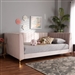 Oksana Daybed in Light Pink Velvet Fabric and Gold Finish by Baxton Studio - BAX-CF0344-Light Pink Daybed-Queen
