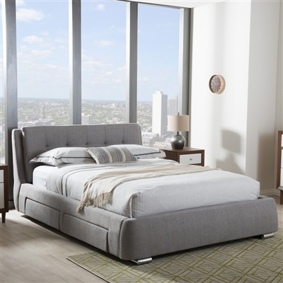 Camile Storage Platform Bed in Grey Fabric Finish by Baxton Studio - BAX-CF8545-Grey-King