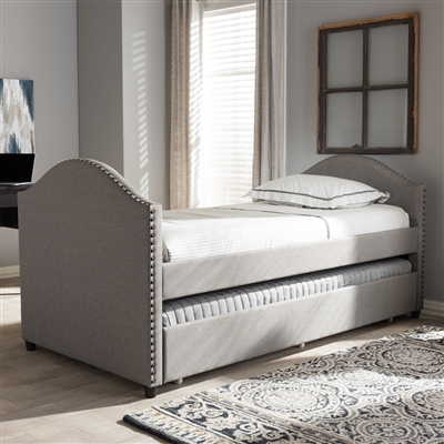 Alessia Daybed with Trundle in Grey Fabric Finish by Baxton Studio - BAX-CF8751-Grey-Day Bed