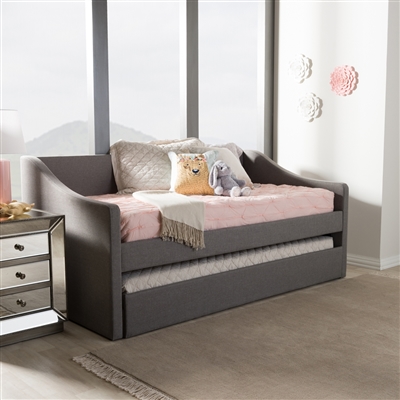 Barnstorm Daybed with Trundle in Grey Fabric Finish by Baxton Studio - BAX-CF8755-Grey-Day Bed