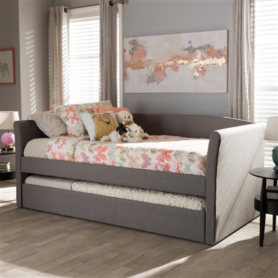 Camino Daybed with Trundle in Grey Fabric Finish by Baxton Studio - BAX-CF8756-Grey-Day Bed