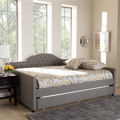 Eliza Daybed with Trundle in Grey Fabric Finish by Baxton Studio - BAX-CF8940-Grey-Daybed-Q/T