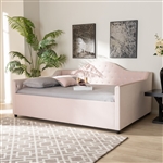 Perry Daybed in Light Pink Velvet Fabric Finish by Baxton Studio - BAX-CF8940-Light Pink-Daybed-Q
