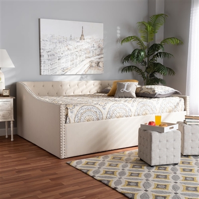 Haylie Daybed in Beige Fabric Finish by Baxton Studio - BAX-CF9046-B-Beige-Daybed-Q