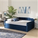 Lennon Daybed with Trundle in Navy Blue Velvet Fabric Finish by Baxton Studio - BAX-CF9172-Navy Blue Velvet-Daybed-Q/T