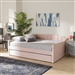 Lennon Daybed with Trundle in Pink Velvet Fabric Finish by Baxton Studio - BAX-CF9172-Pink Velvet-Daybed-Q/T