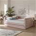 Larkin Daybed with Trundle in Pink Velvet Fabric Finish by Baxton Studio - BAX-CF9227-Pink Velvet-Daybed-Q/T