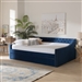Raphael Daybed with Trundle in Navy Blue Velvet Fabric Finish by Baxton Studio - BAX-CF9228-Navy Blue Velvet-Daybed-Q/T