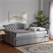 Freda Daybed with Trundle in Grey Velvet Fabric Finish by Baxton Studio - BAX-Freda-Grey Velvet-Daybed-Q/T