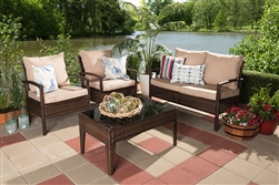 Empire Modern and Contemporary 4-piece Brown Wicker Outdoor Patio Set by Baxton Studio - BAX-PAS-1516