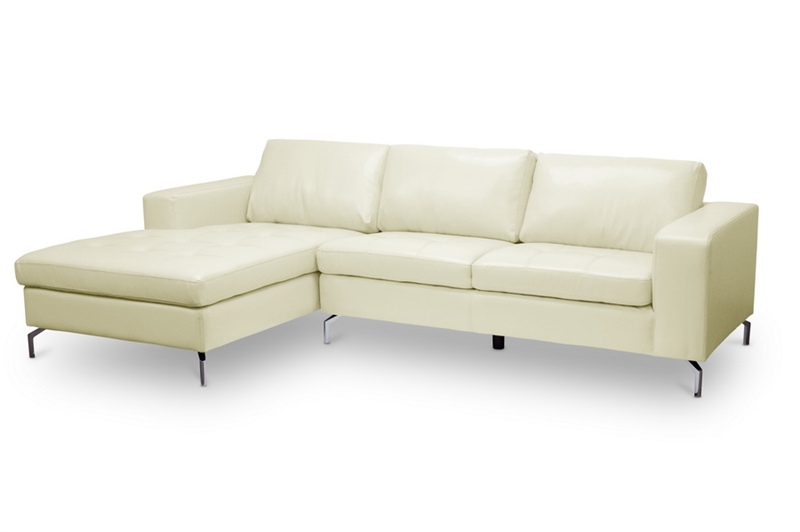 Lazenby Cream Leather Modern Sectional, Baxton Studio Cream Leather Sectional Sofa