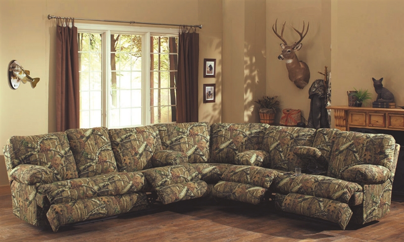 Wintergreen 3 Piece Reclining Sectional In Mossy Oak Camouflage Fabric By Catnapper 1701 Sec