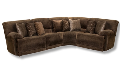 Burbank 4 Piece Reclining Sectional in Chocolate Fabric by Catnapper - 281-CH-04