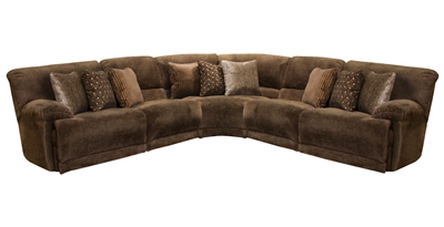 Burbank 5 Piece Reclining Sectional in Chocolate Fabric by Catnapper - 281-CH-05