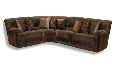 Burbank 4 Piece Power Reclining Sectional in Chocolate Fabric by Catnapper - 281-CH-4P