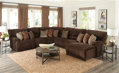 Burbank 6 Piece Power Reclining Sectional in Chocolate Fabric by Catnapper - 281-CH-6P