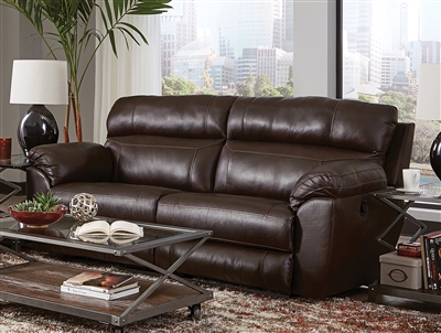 Costa Lay Flat Reclining Sofa in Chocolate Color Leather by Catnapper - 4071-CH