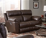 Costa Lay Flat Reclining Loveseat in Chocolate Color Leather by Catnapper - 4072-CH