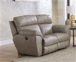 Costa Lay Flat Reclining Loveseat in Putty Color Leather by Catnapper - 4072-P