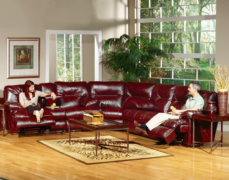 Piece Dual Reclining Sofa Sectional, Red Leather Sectional