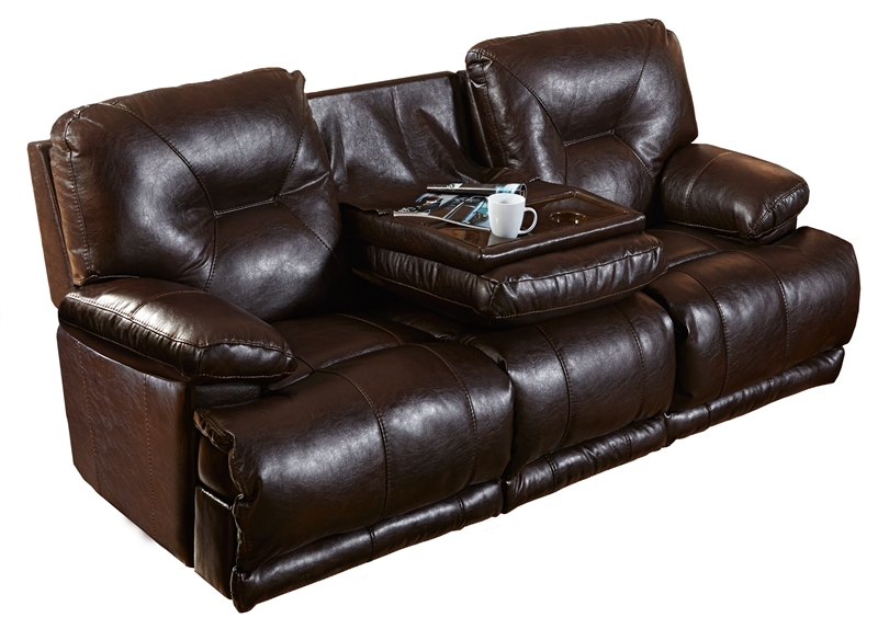 Mercury Leather Lay Flat Reclining Sofa, Leather Reclining Sofa With Drop Down Table