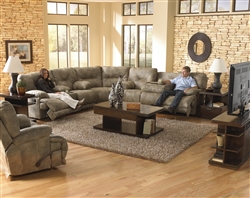 Voyager POWER Lay Flat 3 Piece Sectional in Brandy Fabric by Catnapper - 438-PSEC