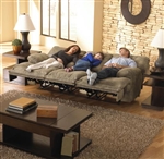 Voyager Lay Flat Reclining Sofa with Drop Down Table in Brandy Fabric by Catnapper - 43845