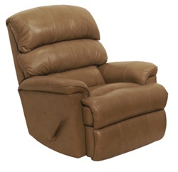 Bentley Chaise Rocker Recliner in Mushroom Leather Upholstery by Catnapper - 4404-2-M
