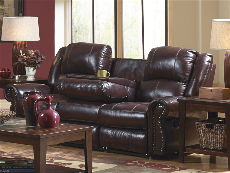 Livingston Leather Reclining Sofa With, Catnapper Leather Sofa