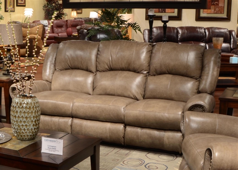 livingston leather reclining sofa