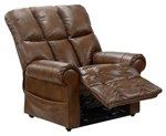 Stallworth POWER Lift Full Lay Out Chaise Recliner in Chestnut Leather by Catnapper - 4898-CH