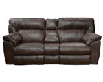 Larkin Power Lay Flat Reclining Console Loveseat in Chestnut, Godiva, or Putty Leather by Catnapper - 613999