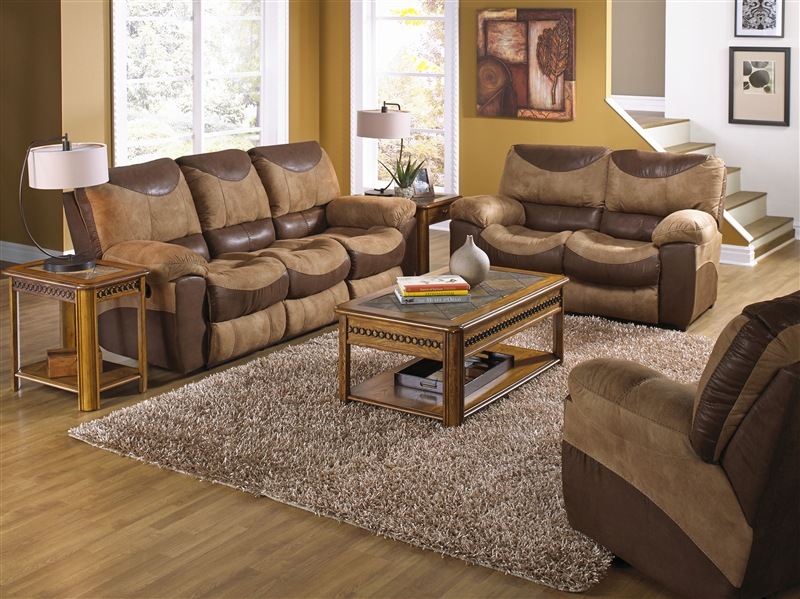 Glat spise Børns dag Portman 2 Piece POWER Reclining Sofa, Loveseat Set in Two Tone Chocolate  and Saddle Fabric by Catnapper - 6196-2