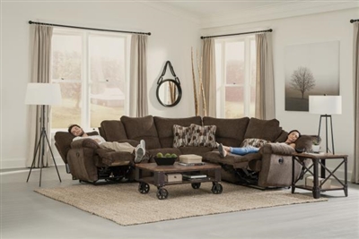Elliott Power Lay Flat Reclining Sectional in Chocolate Chenille Fabric by Catnapper - 6225-CH