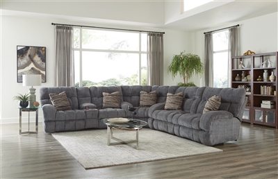 Ashland 3 Piece Power Lay Flat Reclining Sectional in Granite Fabric by Catnapper - 6359-G-SEC