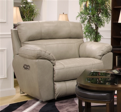 Costa Power Lay Flat Recliner in Putty Color Leather by Catnapper - 64070-7-P