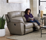 Costa Power Lay Flat Reclining Loveseat in Putty Color Leather by Catnapper - 64072-P