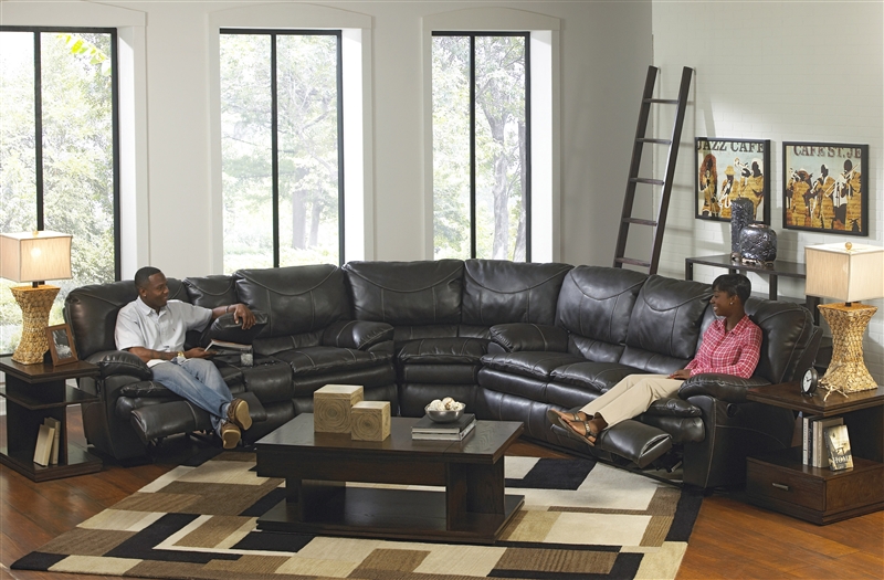 Leather Power Reclining Sectional, 2 Piece Leather Sectional With Recliner