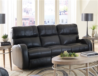 Angelo Power Headrest Power Lay Flat Reclining Sofa in Black Leather by Catnapper - 64461-B