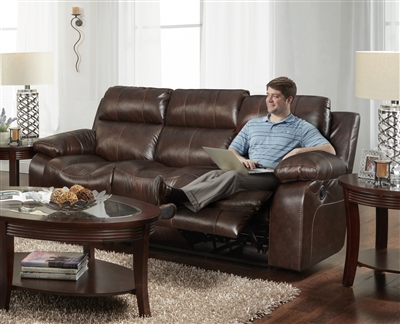 Positano Power Reclining Sofa In Cocoa, Catnapper Italian Leather Reclining Sofa
