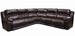 Bergamo 5 Piece Power Lumbar Reclining Sectional in Chocolate Leather by Catnapper - 7418-5