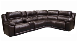 Bergamo 5 Piece Reclining Sectional in Chocolate Leather by Catnapper - 7418-5P