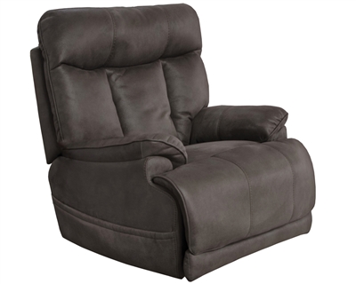 Anders Power Headrest with Lumbar Power Lay Flat Recliner with Dual Heat & Massage in Charcoal Fabric by Catnapper - 764789-7-C